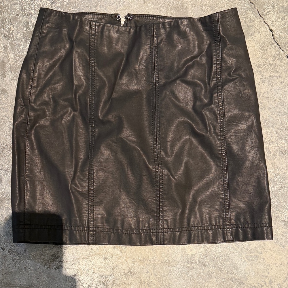 Free People Black Leather mini skirt